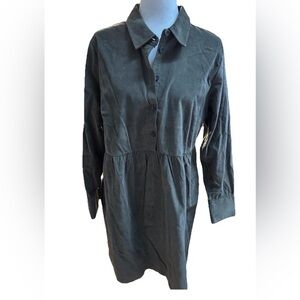 Nine West Shirt Dress Long Sleeve Green Grape Leaf Women’s Large